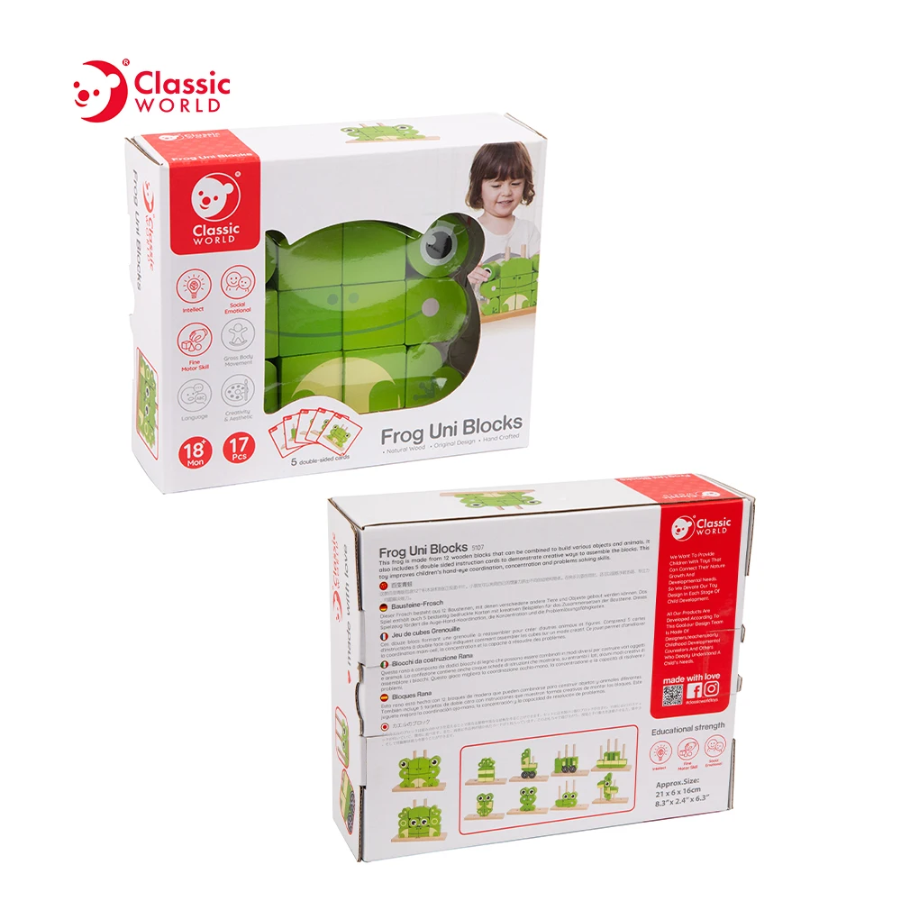 Classic World Frog Uni Shape Beechwood Wooden Puzzle Block Toy Kid Wooden Toys Block