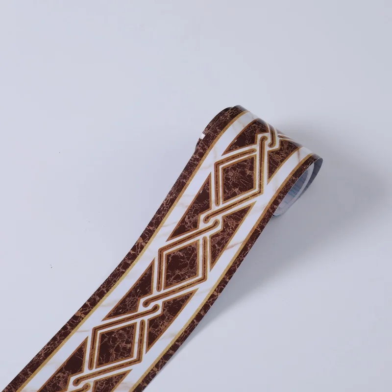 Factory Directsale Brown Stripe Self Adhesive PVC Moistureproof Basement Durable Long Lasting Waist Line for Wall Decoration