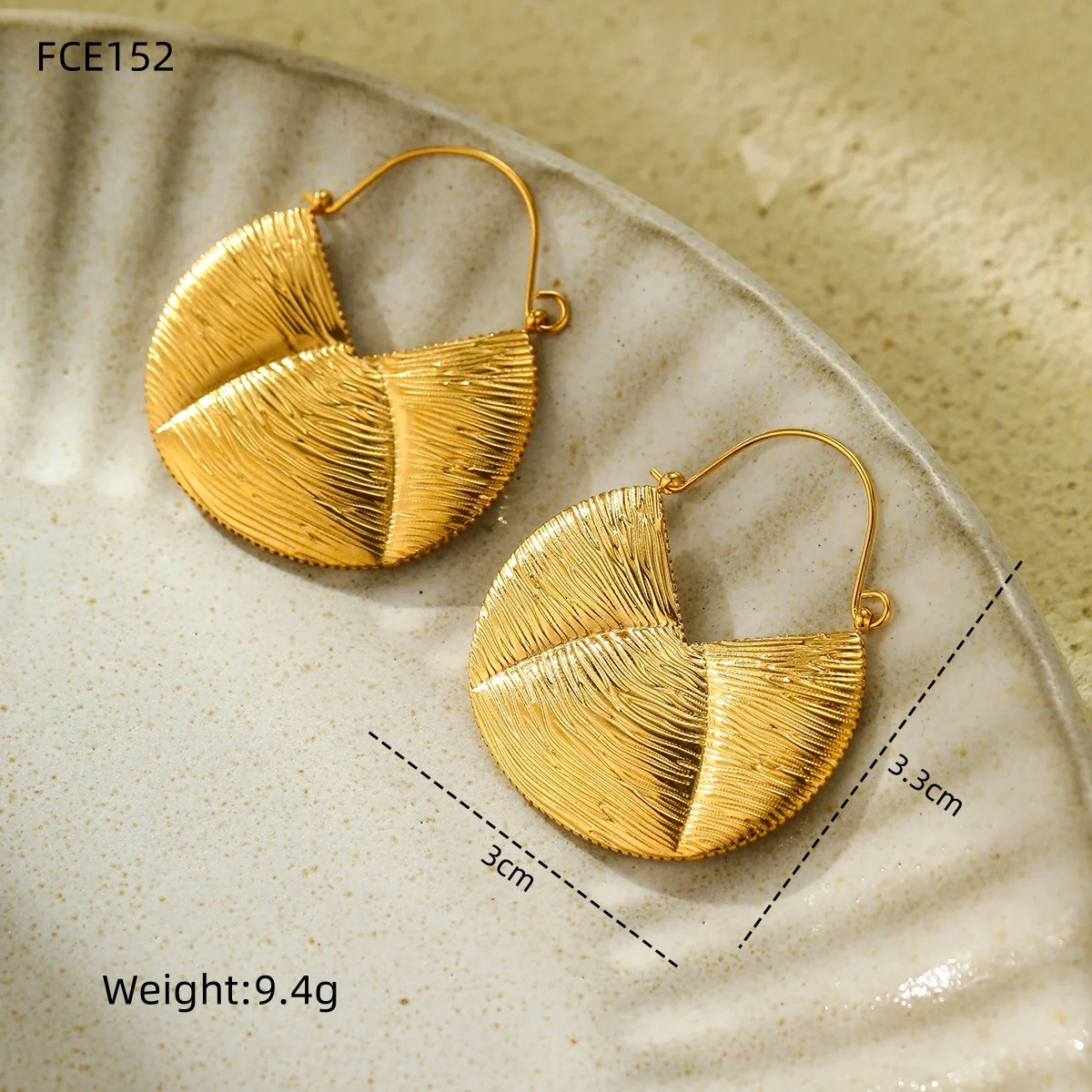 Custom Vintage Stainless Steel 18K Gold Plated Fancy Irregular Maxi Pendant Clip Earring  Vintage Hoop Earrings