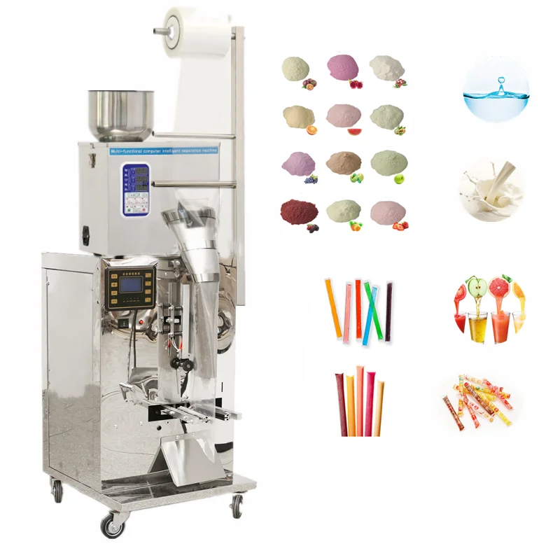 Automatic powder filling mix water liquid packaging machine spice pouch powder sugar food filling machine drinking juice sachet