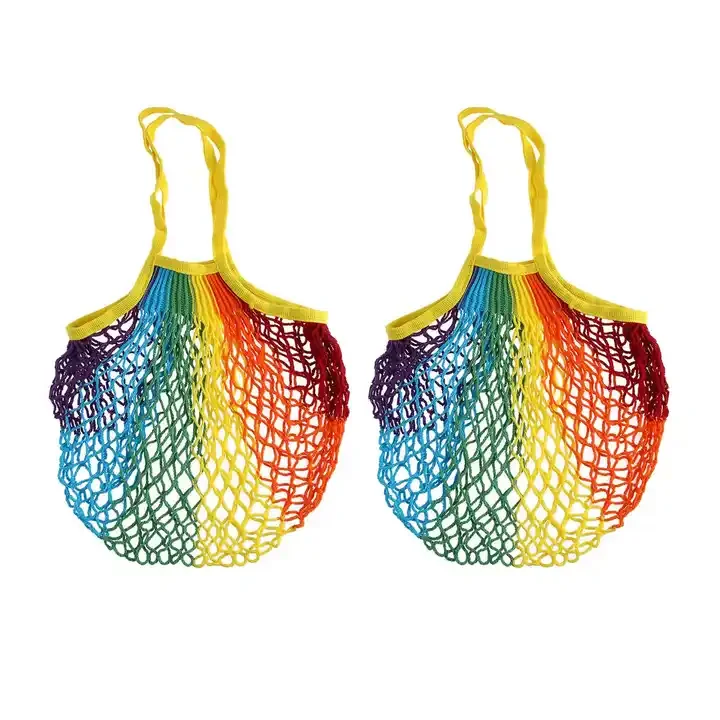 Reusable Produce Bags Washable Portable Vegetable Bag Cotton Mesh Grocery Bags Cotton Mesh String Organizer Shopping