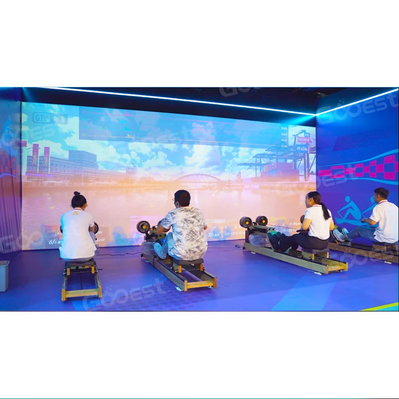 Digital Immersive Interactive Multimedia Wall Projection Sport Game Extreme Rowing