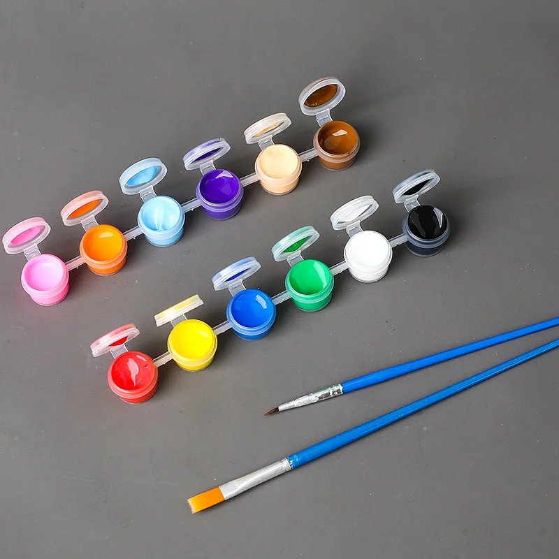 Acrylic Paint Set 12 Colors Bright Paint Brush Acrylic Pigments Suitable For Children  Art Crafts Diy