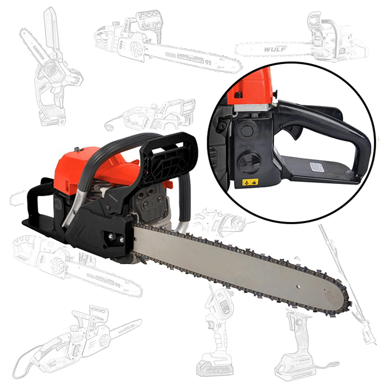 VERTAK high quality 52cc gasoline chain saw machine wood cutting two stroke professional chainsaw