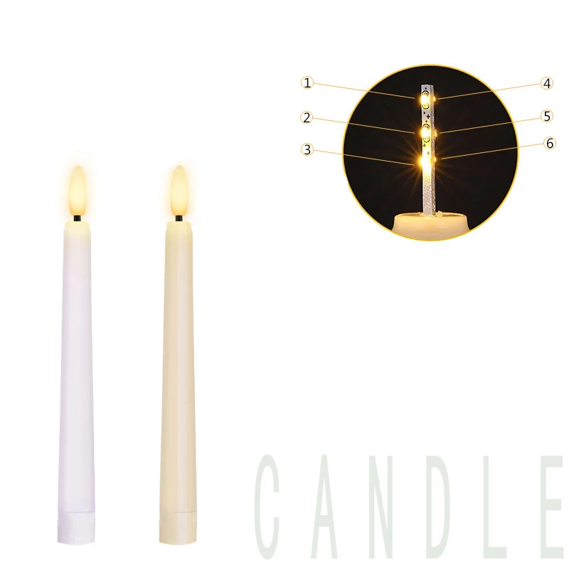 Led Taper Flameless Candle With Real Flame Design 3D Flame Battery Operated WindowCandles,Suitable For Home Wedding Dinnar Table