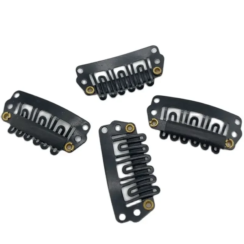 99 PCs 2.8cm Carbon Steel Snap Clips Hair Extension Loop Wig Comb Black Hair Accessories
