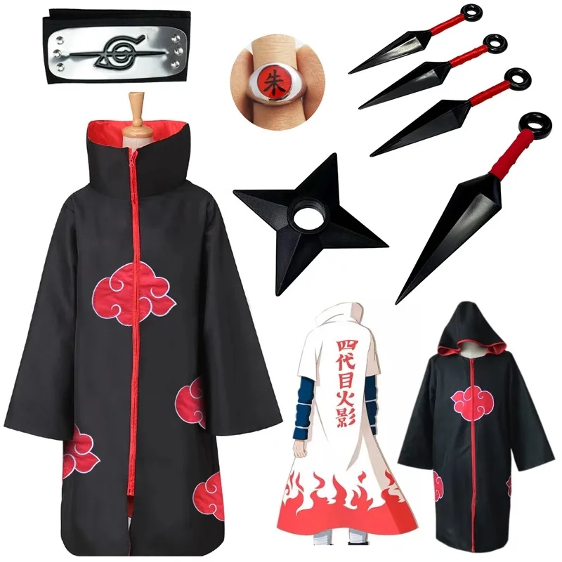 Hot Sale japanese Anime Akatsuki Uchiha Itachi Cosplay Costume Cloak Cape in Halloween Christmas Party