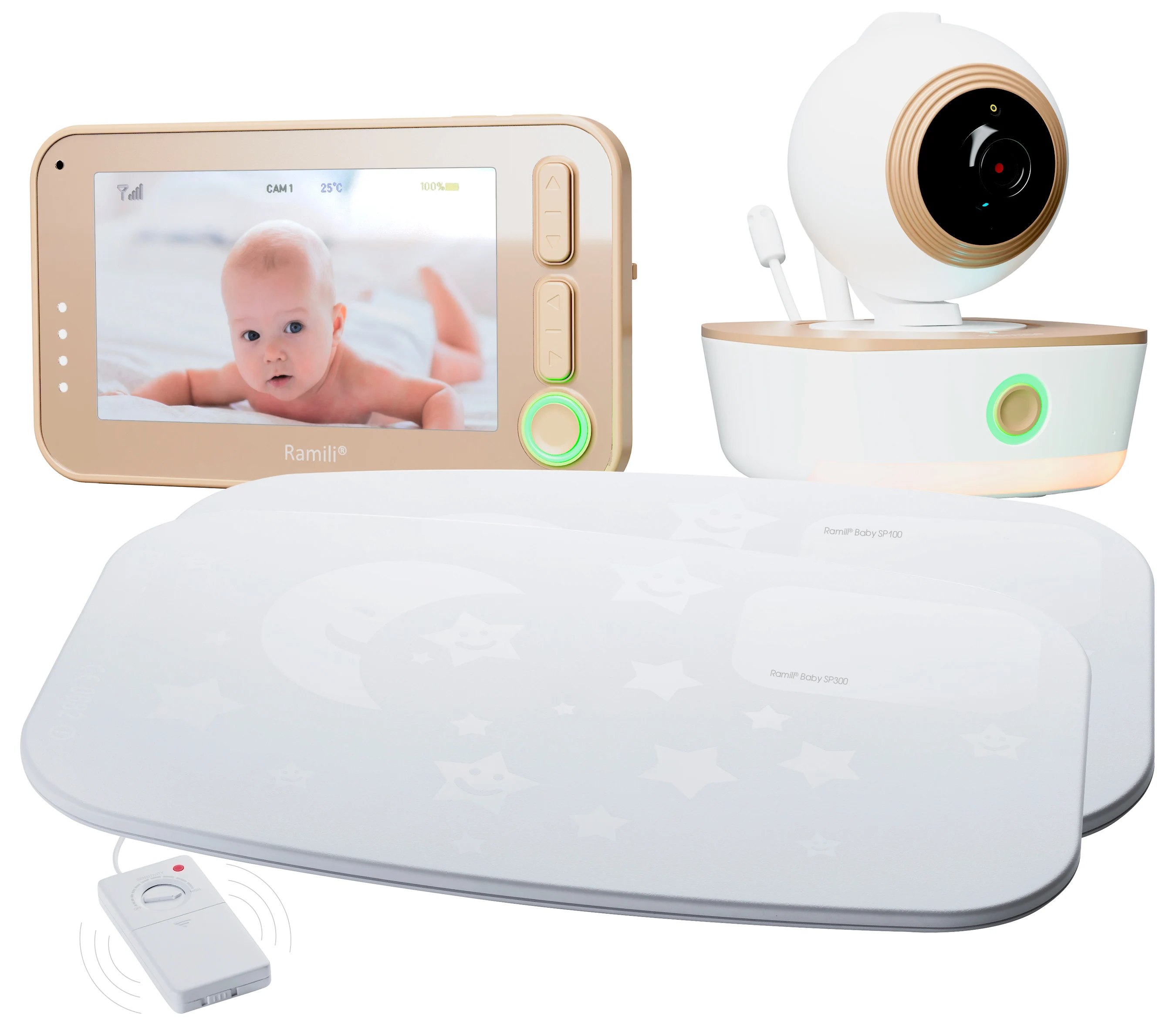 Ramili Baby Monitor With Breath Monitor Ramili Baby RV1300SP2 Movement Sensor Pad SP300 Respiration Monitor