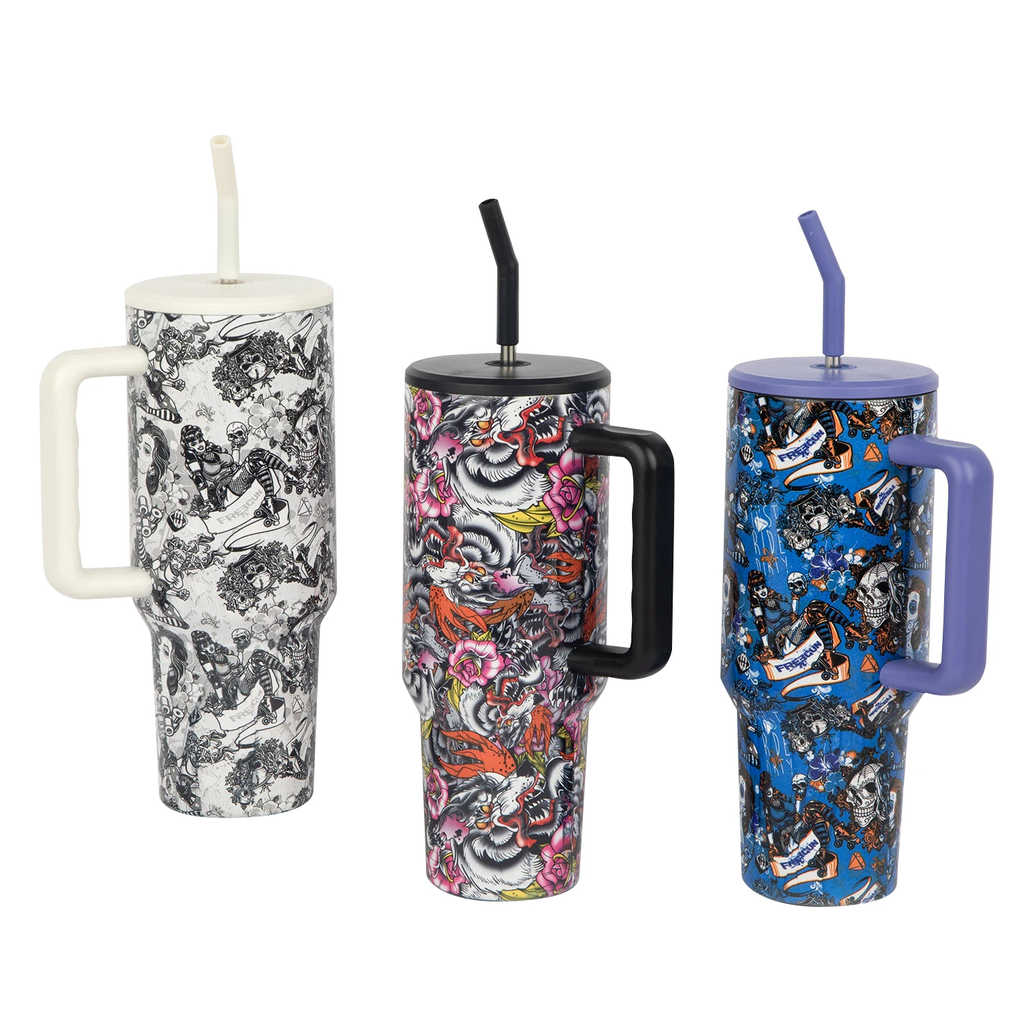 Portable 40 Oz Vaccum Tumbler With Handle And Straw Lid Insulated For Kids For School