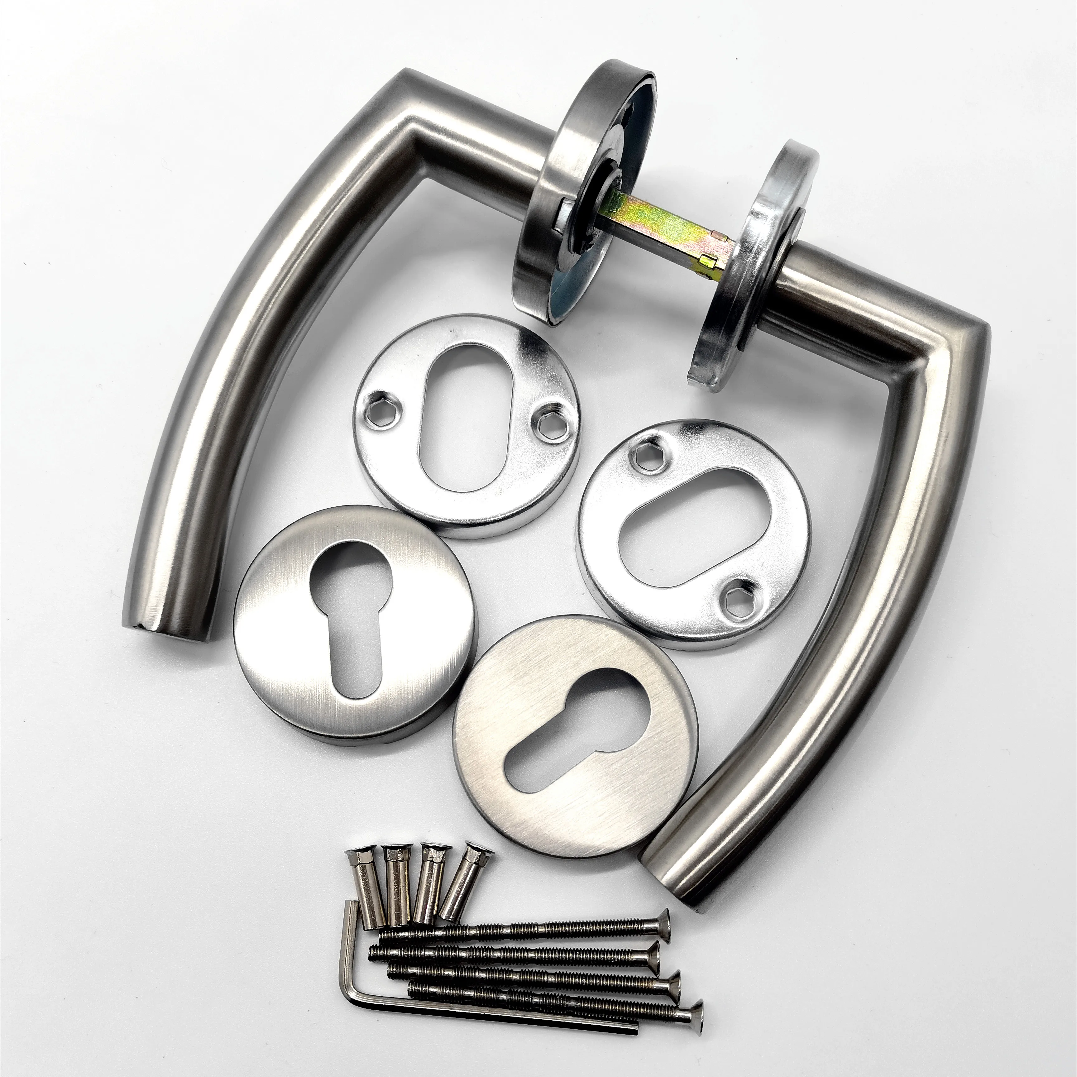 Contemporary Style Stainless Steel  With Plastic Underbase Hollow Lever Door Handle