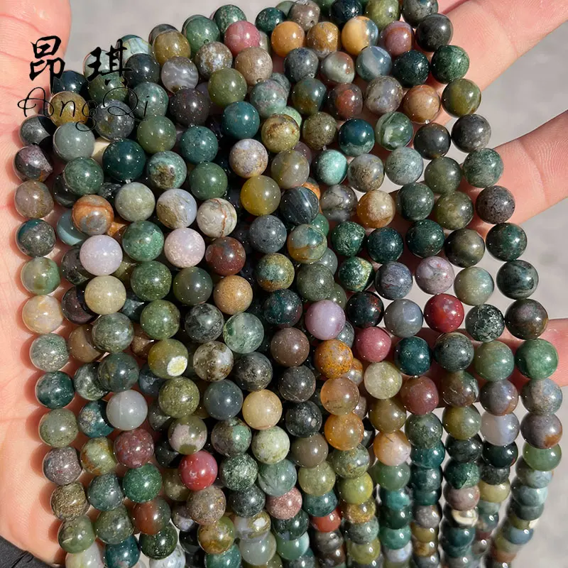 Wholesale India Agate 4/6/8/10/12mm Smooth Round Loose Natural India Agate Stone Beads For Jewelry Making