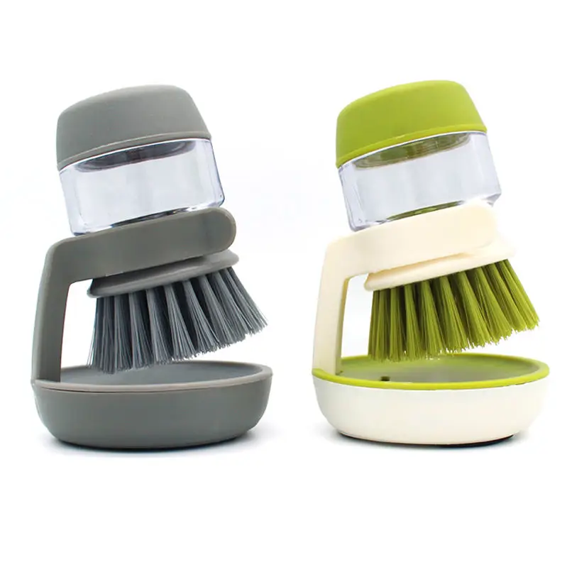 Automatic Liquid Filling Good Grips Soap Dispensing Palm Kitchen Brush for Dish Pot Pan Sink Cleaning
