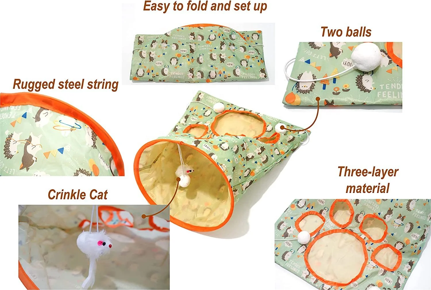 New best-selling cat tunnel bag with sound paper interactive play cat toys for indoor cats tunnel