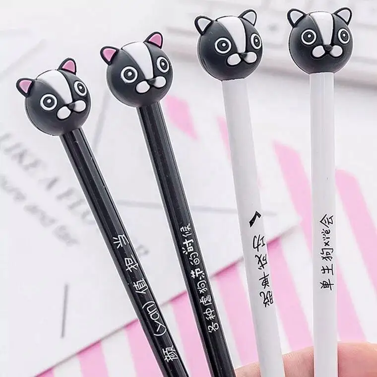 New arrival classic funny cartoon dog shape signature cheap plastic gel pens