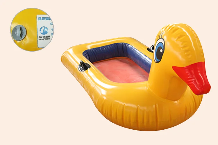 Alliance Cute customized aqua water animal boat floating water sport pool toys inflatable yellow duck animal boat for sale
