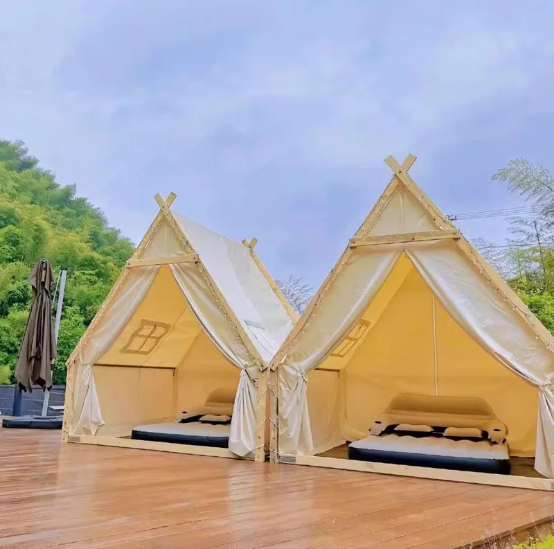 2023 New Innovation Outdoor Camping A-class Light Luxury Tent B&b Tent Triangular Wooden Structure Pyramidal Tent