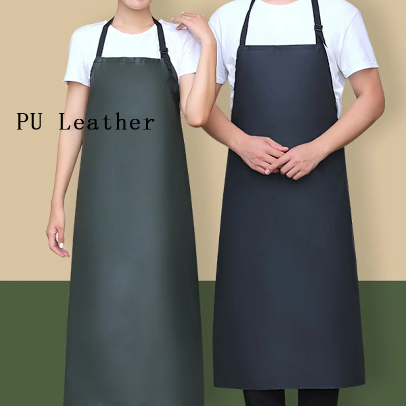 Professional Waterproof And Oilproof Soft Dishwashing Overalls Beef Tendon Soft Leather Aprons For Canteen And Kitchen Working