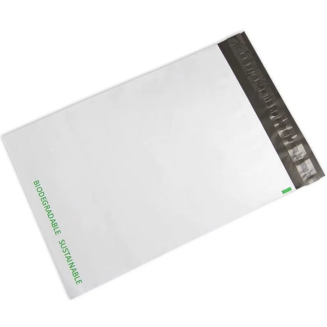 white compostable plastic postage bags custom printed wholesale