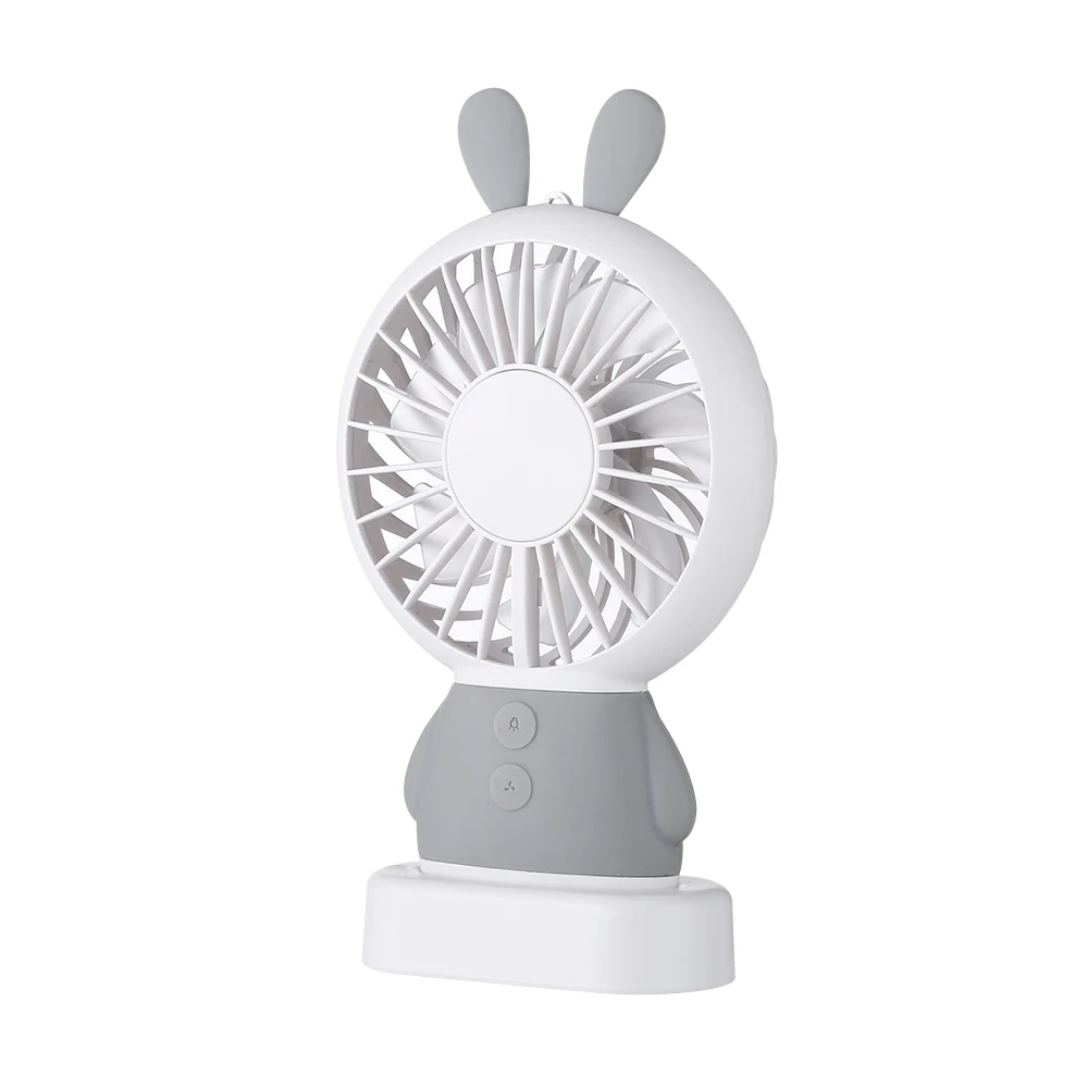 Table Stand Fan Cute Rabbit Shaped Rechargeable USB Air Cooling Mini Small Hanging Fan with Strap