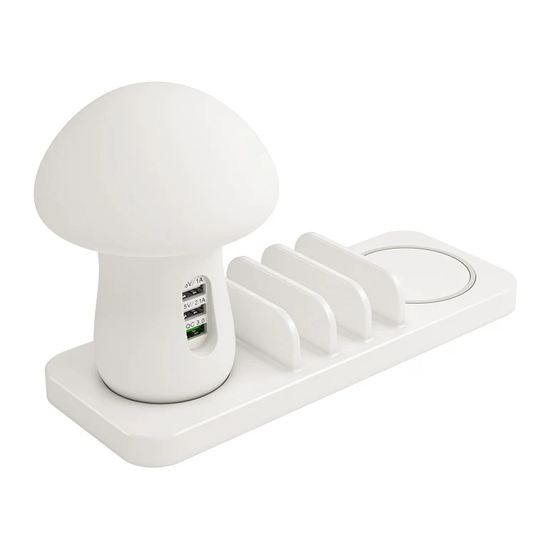 Vnew hot selling 4 in 1 usb charging station with Wireless Charger and LED Desk Lamp for mobile phone/Tables