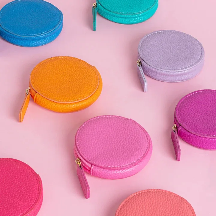 Wholesale Leather Change Bags PU Leather Coin Purse Pouch Mini Earphone Organizer Bag with zipper