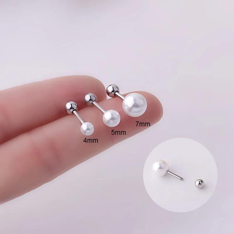 Серьги из титановой стали с жемчугом 16 г 1 2 мм