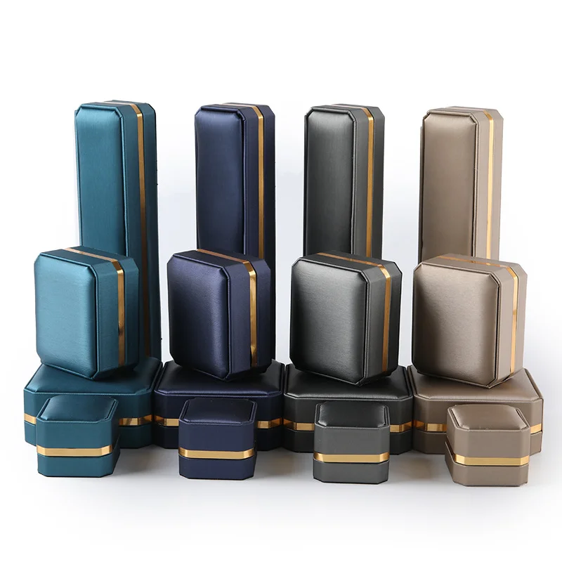 FORTE Personalised Gold Trim Decorate Leather Jewelry Box Custom Jewelry Boxes Luxury Jewellery Packaging  Super September