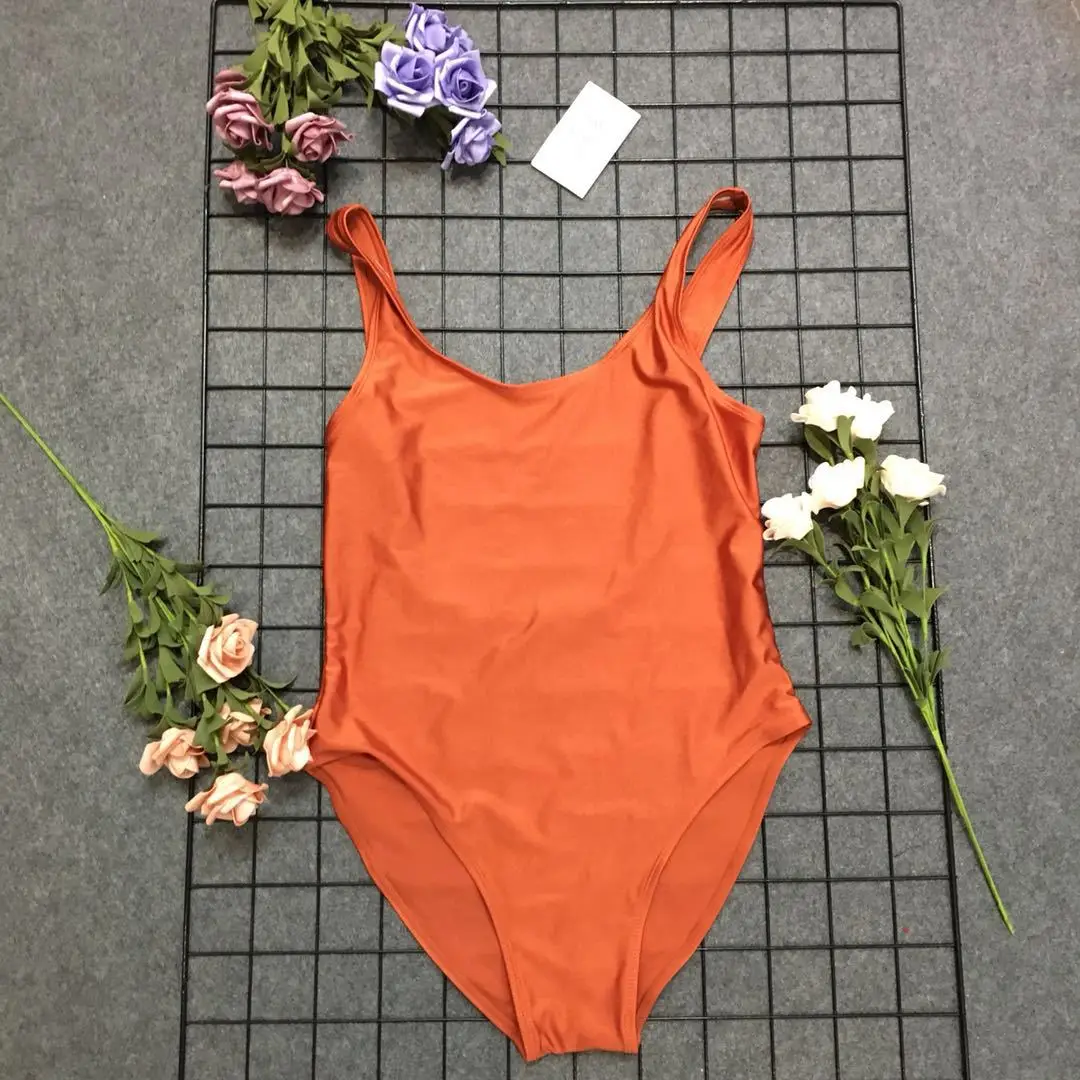 S - XXXL Blank Bathing Suits For Women Pure Colour One Piece Swimsuit Plus Size