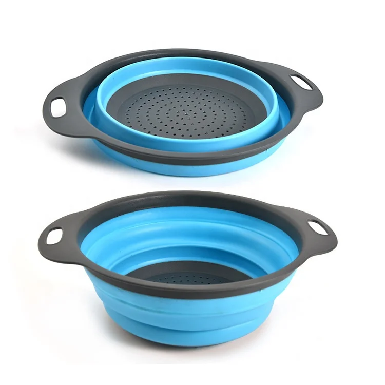 OEM ODM Food Grade Vegetable Fruit Washing Basket Collapsible Silicone Strainer Colander