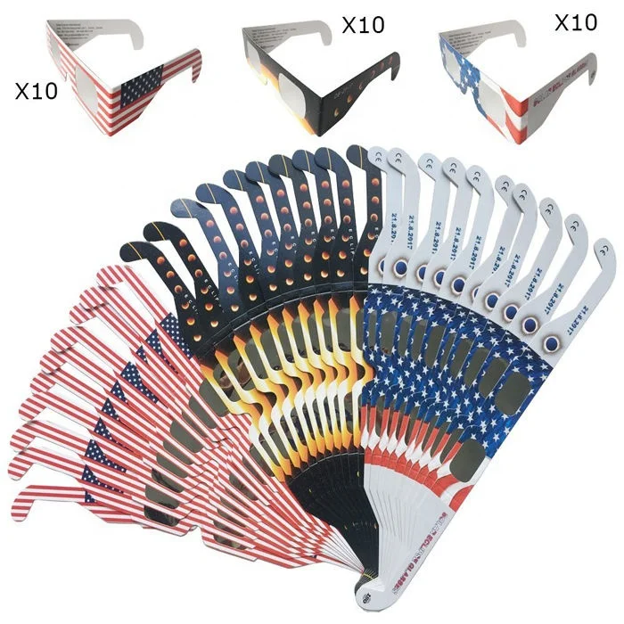 2024 New products Wholesale ISO Certified Solar Eclipse Viewing Glasses Custom Printed Paper Solar Eclipse Glasses