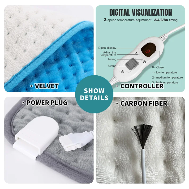 Custom Size Portable Neck Shoulder Infrared Heating Pad Menstrual Heated Pad Throw Blanket