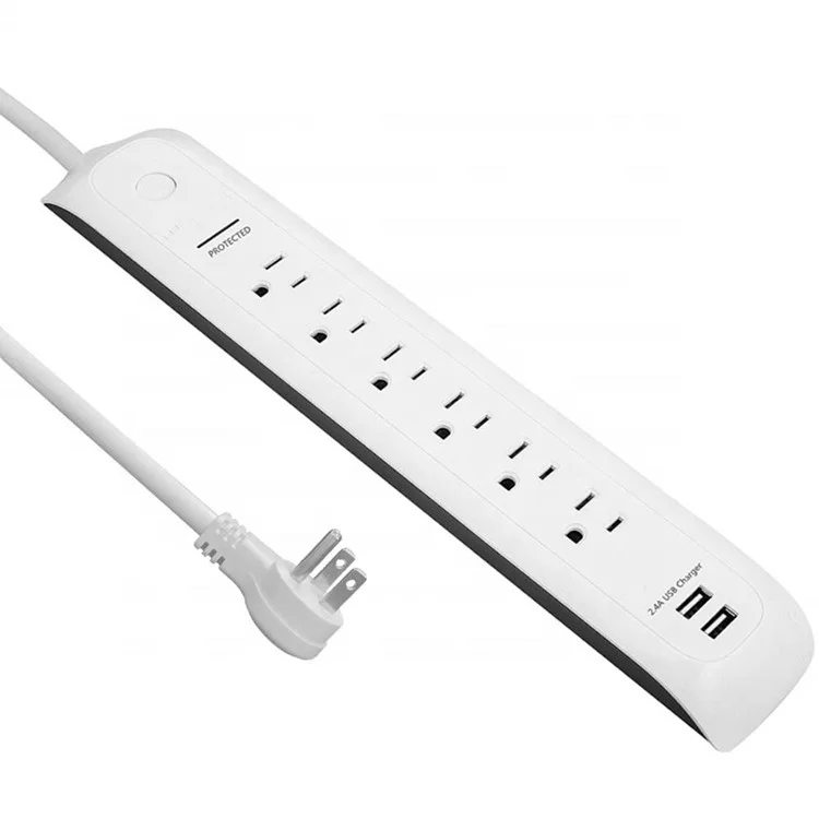 6 Outlet Multi Functional Surge Protector Power Strip with USB