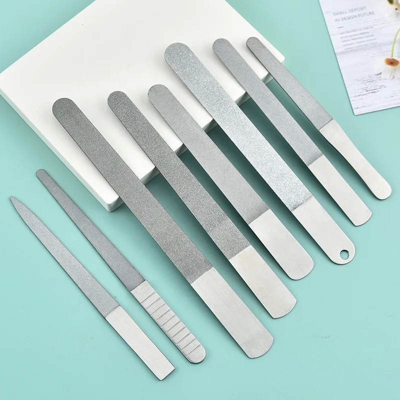 Stainless Steel Double Sides Diamond Nail File Manicure Metal File Pedicure Tools for Salon