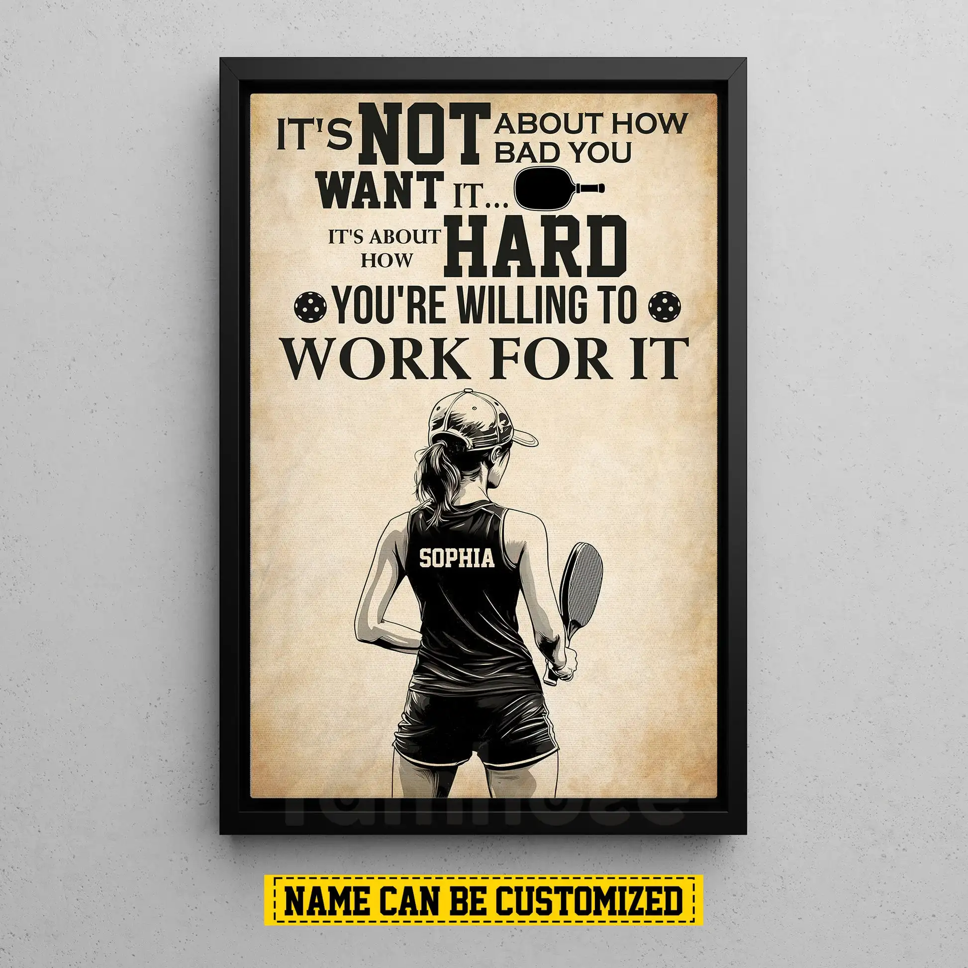 Sport Wall Art Decor Poster Gift For Pickleball Lovers Personalized Pickleball Girl Canvas Painting