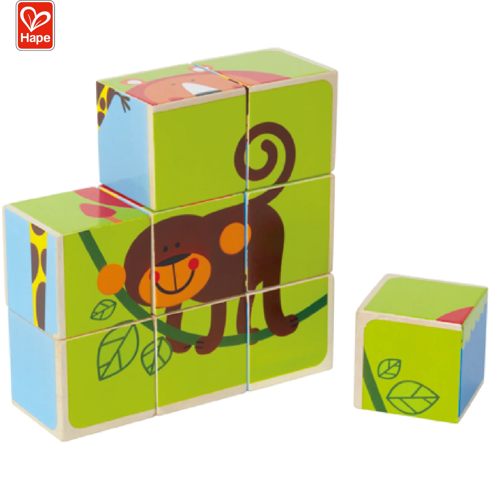 Colorful Jungle Adventure Kids Building Block Puzzle With Zoo Animal Design