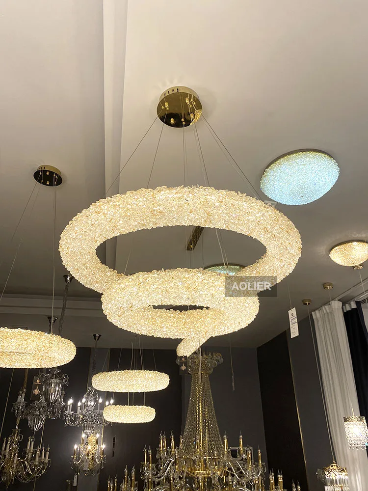 Luxury Crystal Chandelier Lamp For Hotel  Lobby Villa Banquet Hall Weddings Tables Oval Crystal Chandelier