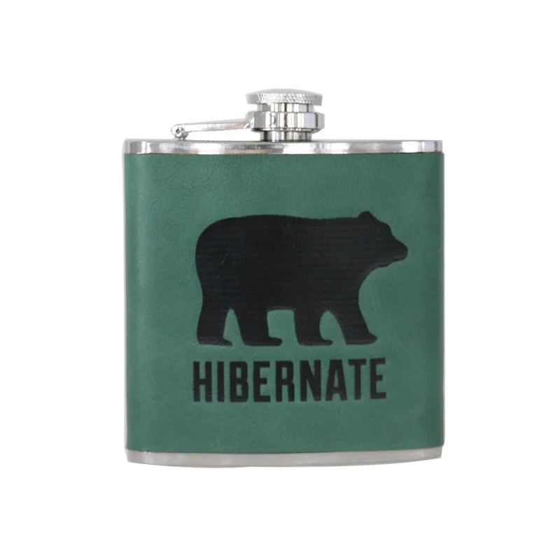 Personalized Pu leather Stainless Steel whiskey hip flask custom