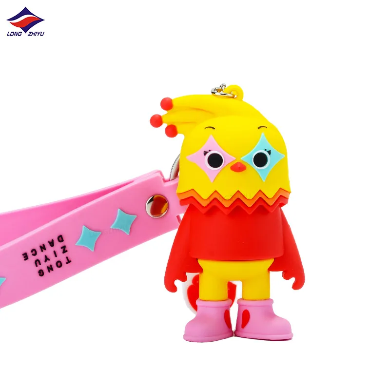 Longzhiyu Пользовательские желтые Мультяшные яйца человек ПВХ брелки с логотипом ремешок милый 3D Мини силиконовый брелок