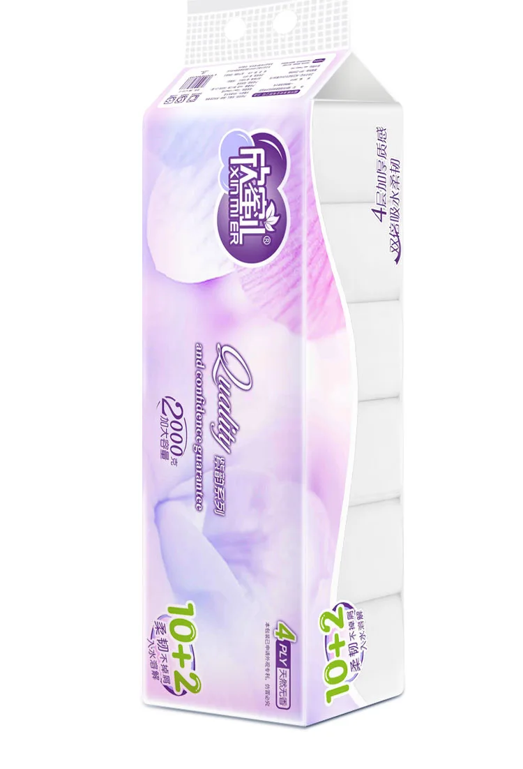 Coreless 2/3/ 4 ply pure white toilet tissue paper Soft and customizable roll paper bathroom tissue