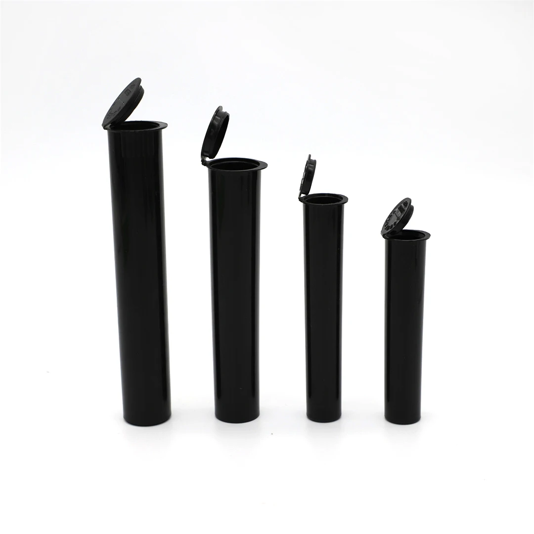 86mm 98mm 110mm 120mm 150mm colorful plastic joint doob tubes with hinged flip squeeze pop tops OEM biodegradable bottles