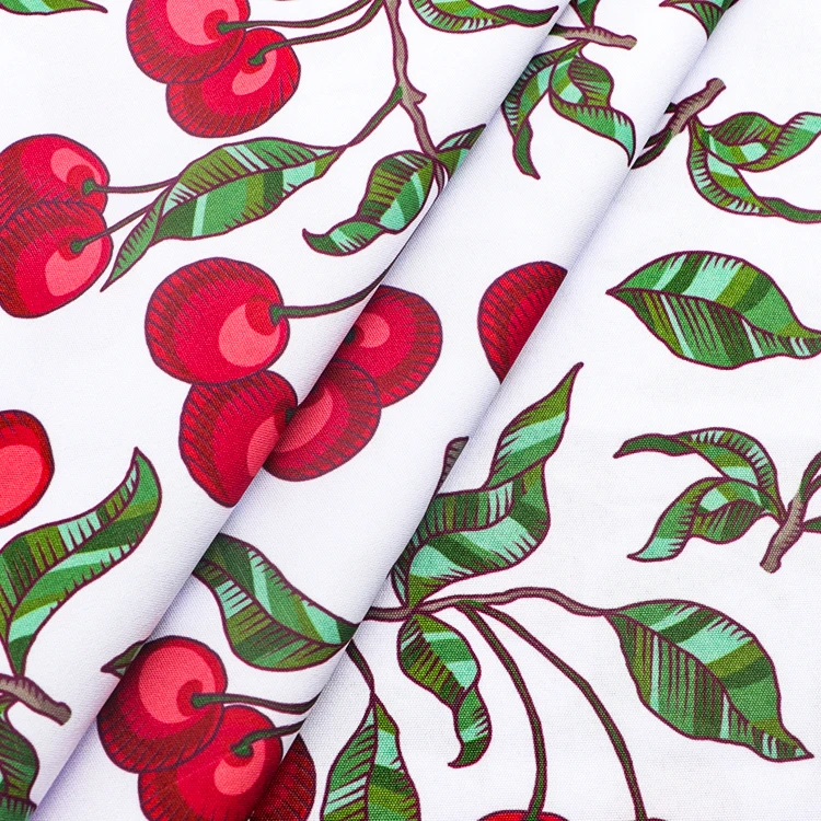 china shaioxing factory Cherry desgin 100% polyester printer woven fabric for lady