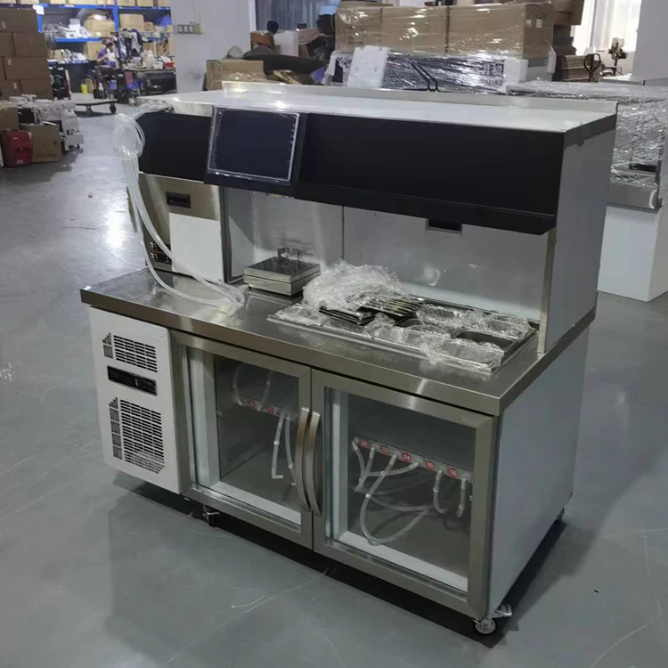 Commercial Milk Tea Shop Equipment Automatic Bubble Tea Machine With Refrigerating Counter