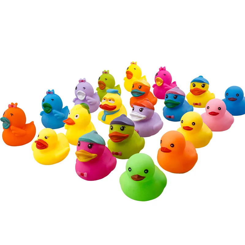Wholesale Assorted designs 2 inch summer pool rubber bath duck egg bucket packing toys for kids fun gift BBT040