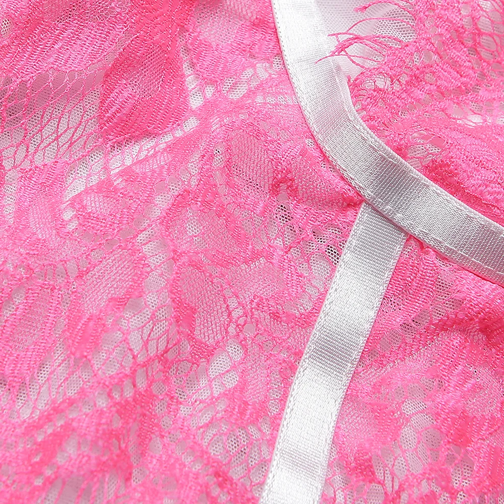 New Product Pink Female Lace Webbing Stitching Sexy Corset Underwire Underwear Set