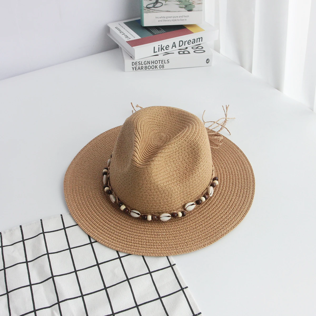 Camel Color Summer Unisex Straw Hat Casual Vacation Women Men Beach Hats Panama Straw Hats