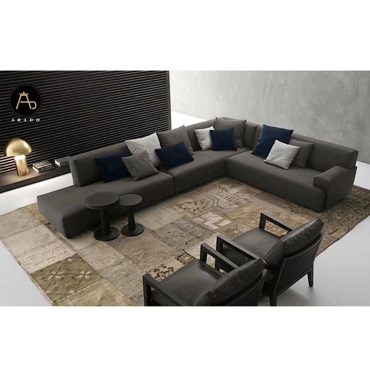  italian style comfort fashionable living room feather filling l shape modern fabric