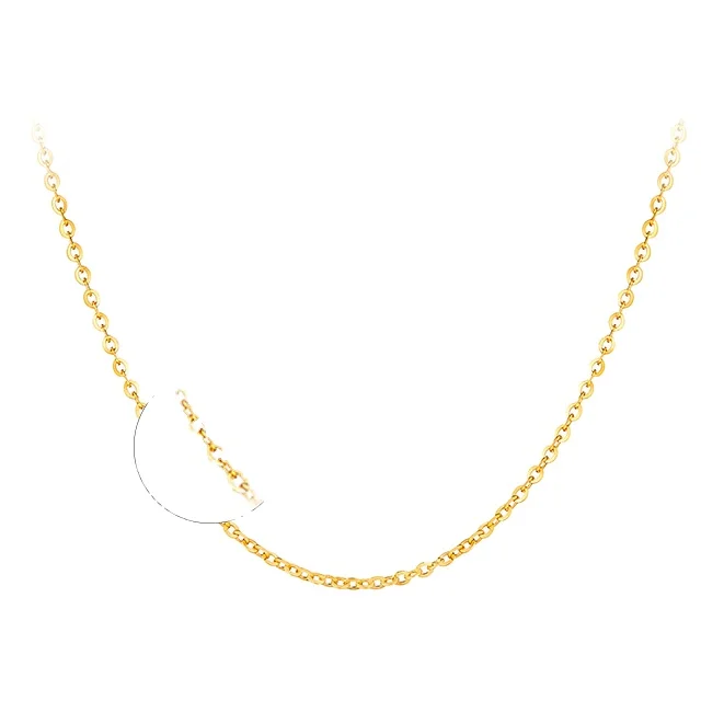 Hot Selling 9k 14K 18K Solid Yellow Gold Cable Chain Necklace AU750 AU585 Gold Necklace Fine Jewelry Chain