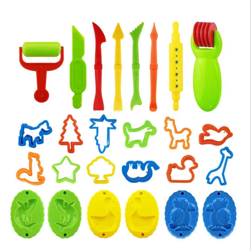 26PCS DIY Slime Plasticine Mold Modeling Clay Kit Slime Plastic Play Dough Tools Set Cutters Moulds Toy for Children Kid Gift