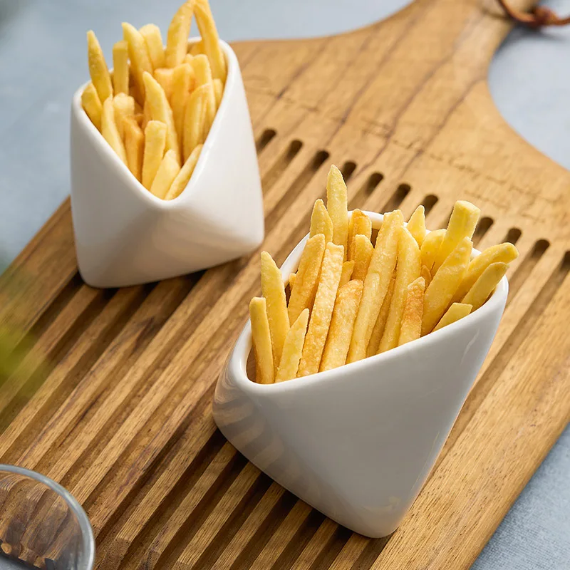 NEW Creative Ceramic Chip And Dip Bowl Fruit Soup Soy Sauce Dessert Snacks French Fries Food Serving Bowl Restaurant Tableware