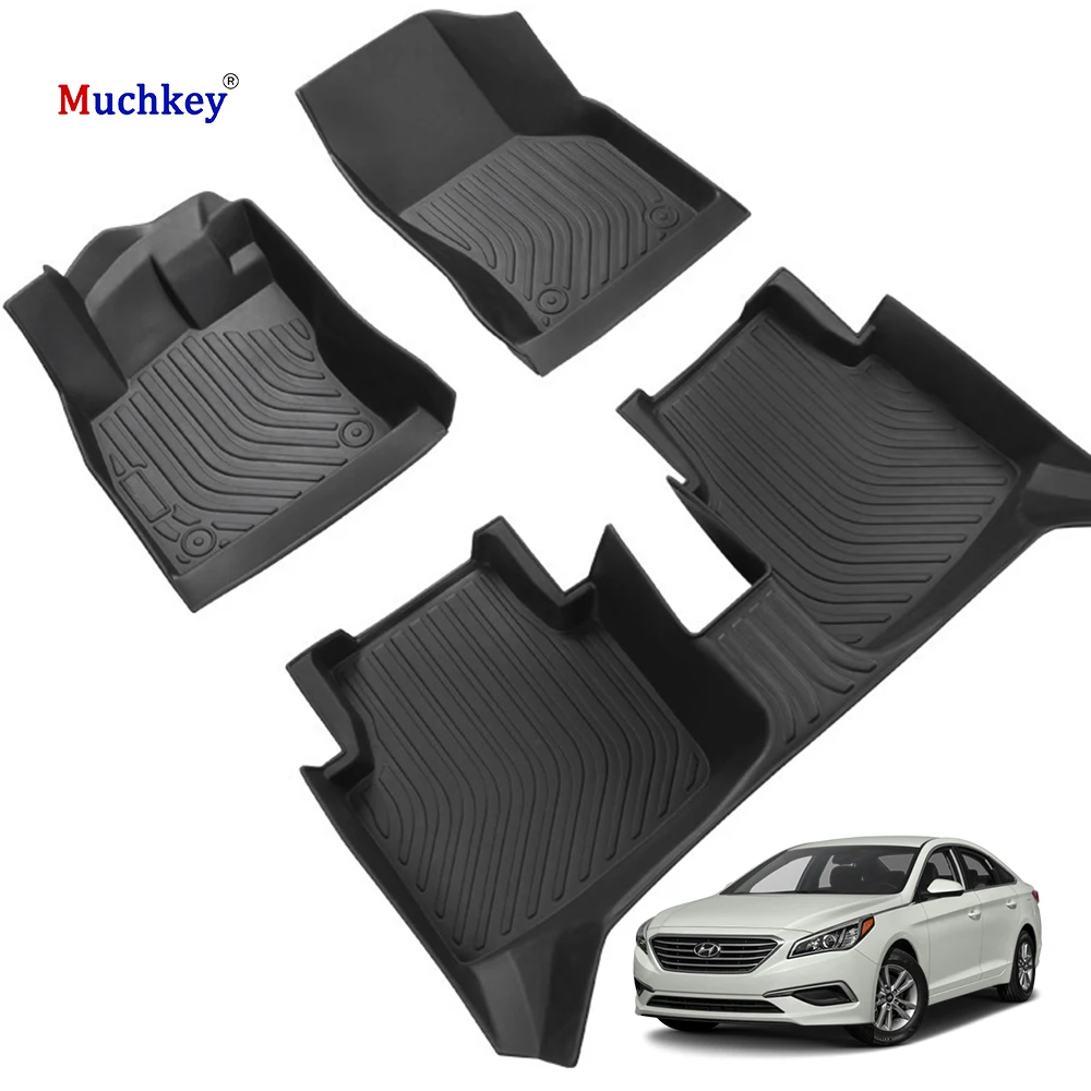 Muchkey Auto Parts Custom Car Mat All-Weather PVC Car Carpet Luxury Floor Mat For Hyundai Sonata 2015 Accessories